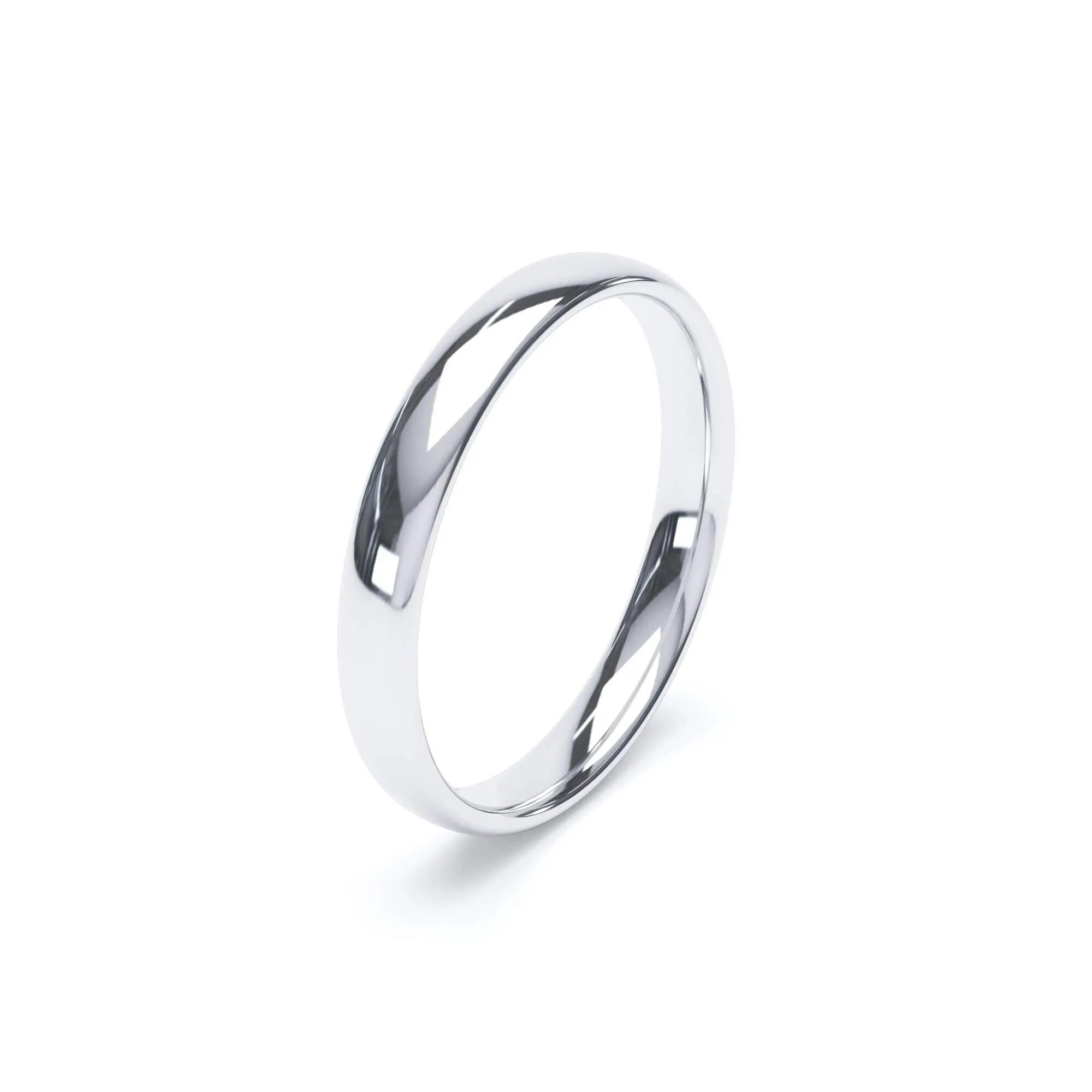 - Oval Profile Plain Wedding Ring 9k White Gold