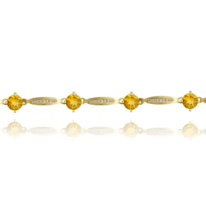 0.22ct Diamond and 4.00ct Citrine Bracelet set in 14KT Yellow Gold / JBCB150028A