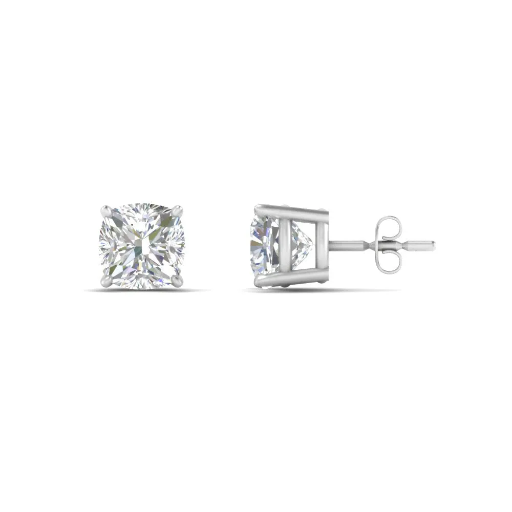 0.50 To 5 Carat Cushion Cut Lab Created Diamond Stud Earring 14K Gold