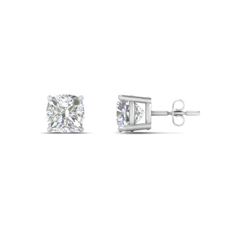 0.50 To 5 Carat Cushion Cut Lab Created Diamond Stud Earring 14K Gold