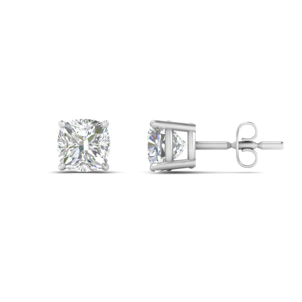 0.50 To 5 Carat Cushion Cut Lab Created Diamond Stud Earring 14K Gold