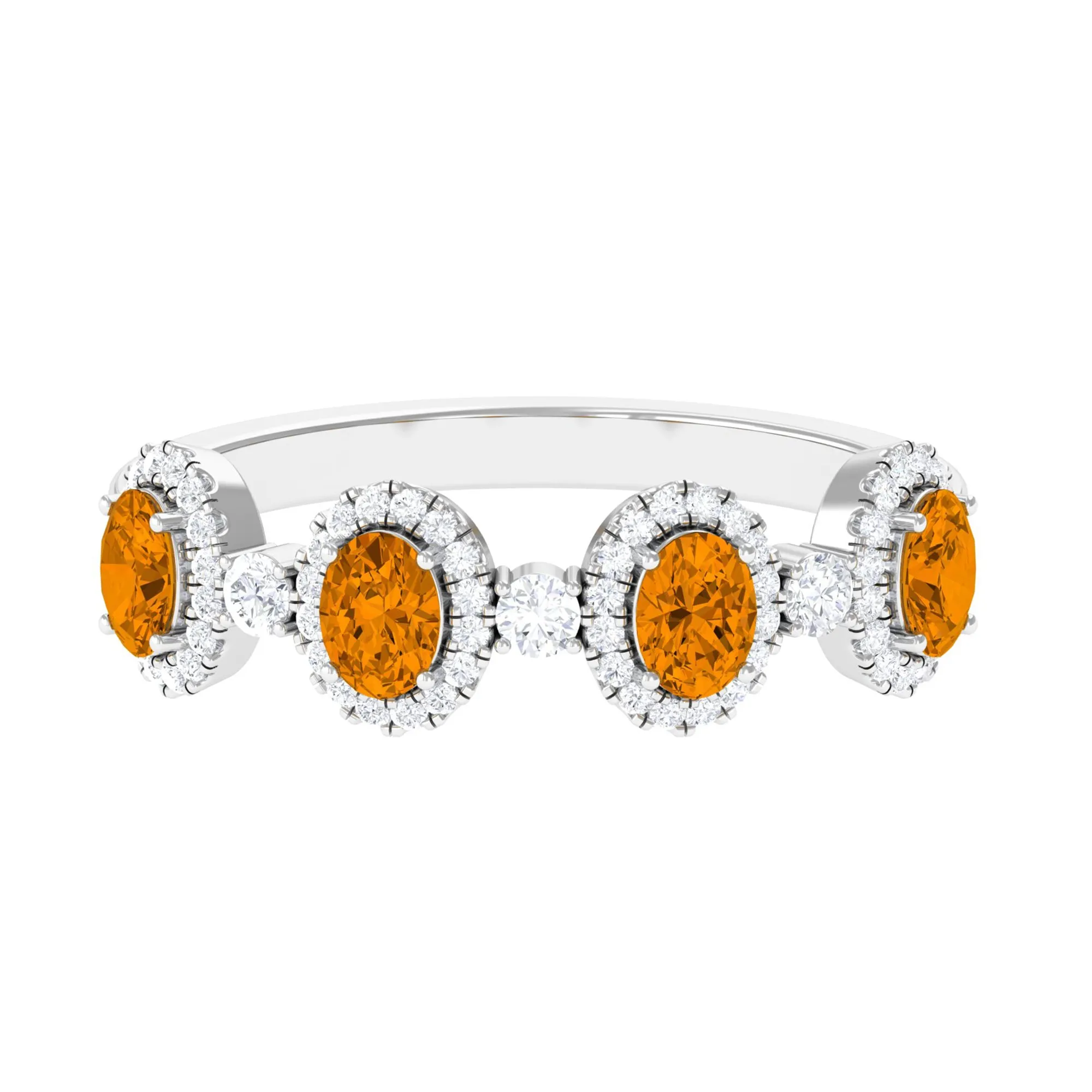 1 CT Oval Cut Citrine Anniversary Ring with Diamond Halo