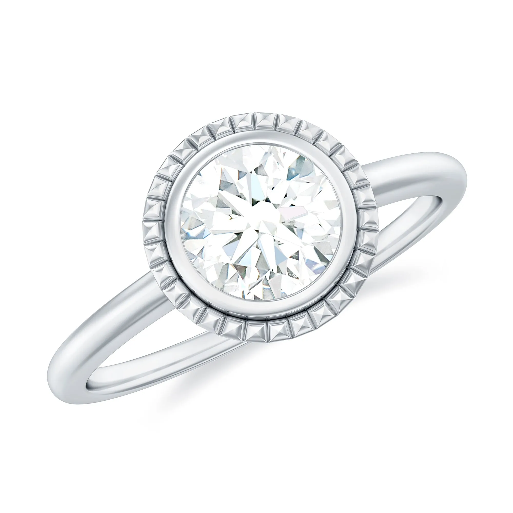 1 CT Round Cut Cubic Zirconia Solitaire Promise Ring in Bezel Setting