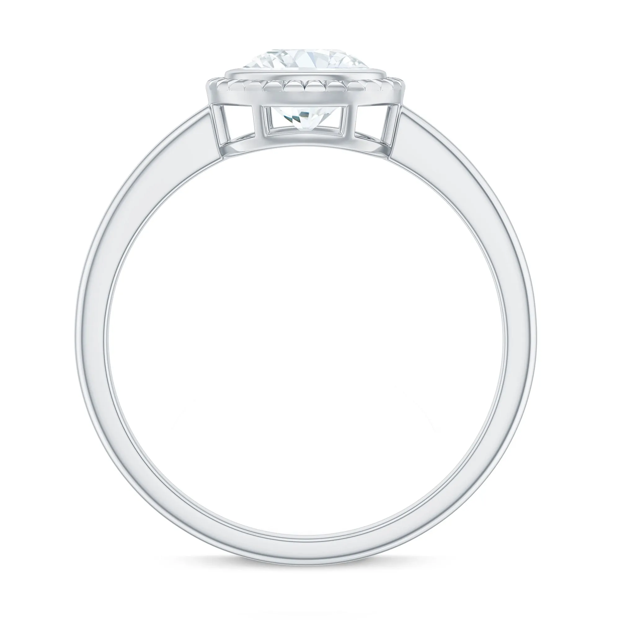 1 CT Round Cut Cubic Zirconia Solitaire Promise Ring in Bezel Setting