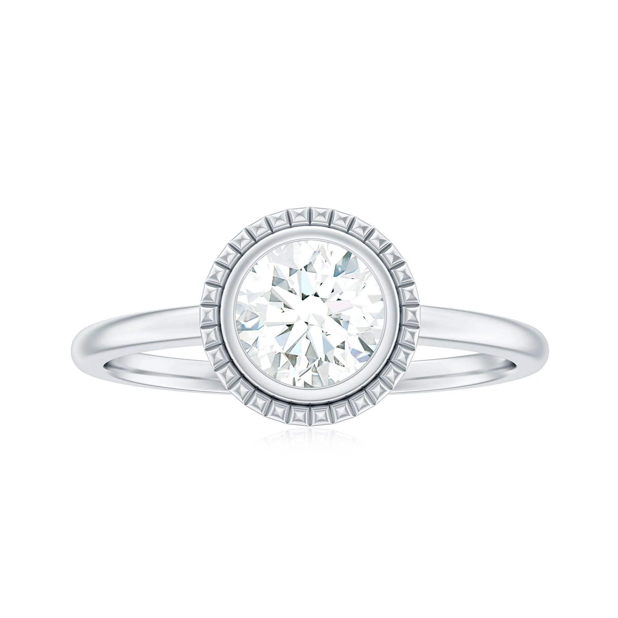 1 CT Round Cut Cubic Zirconia Solitaire Promise Ring in Bezel Setting