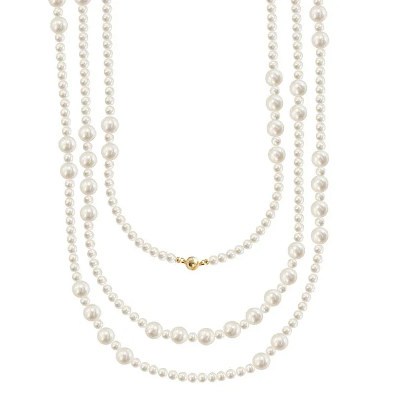 1 -JC - Women’s Pearl Necklace: 1.6m shell pearls, silver buckle, wear multiple ways