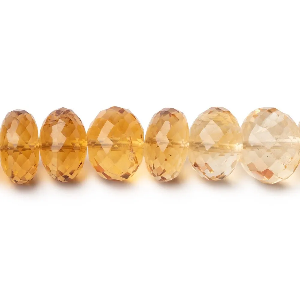 10-12mm Citrine Faceted Rondelle Beads 16 inch 62 pieces AAA