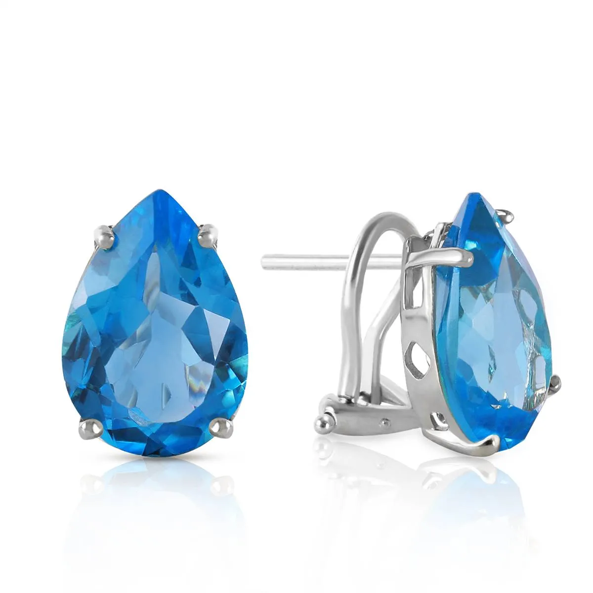 10 Carat 14K Solid White Gold Modern Drama Blue Topaz Earrings