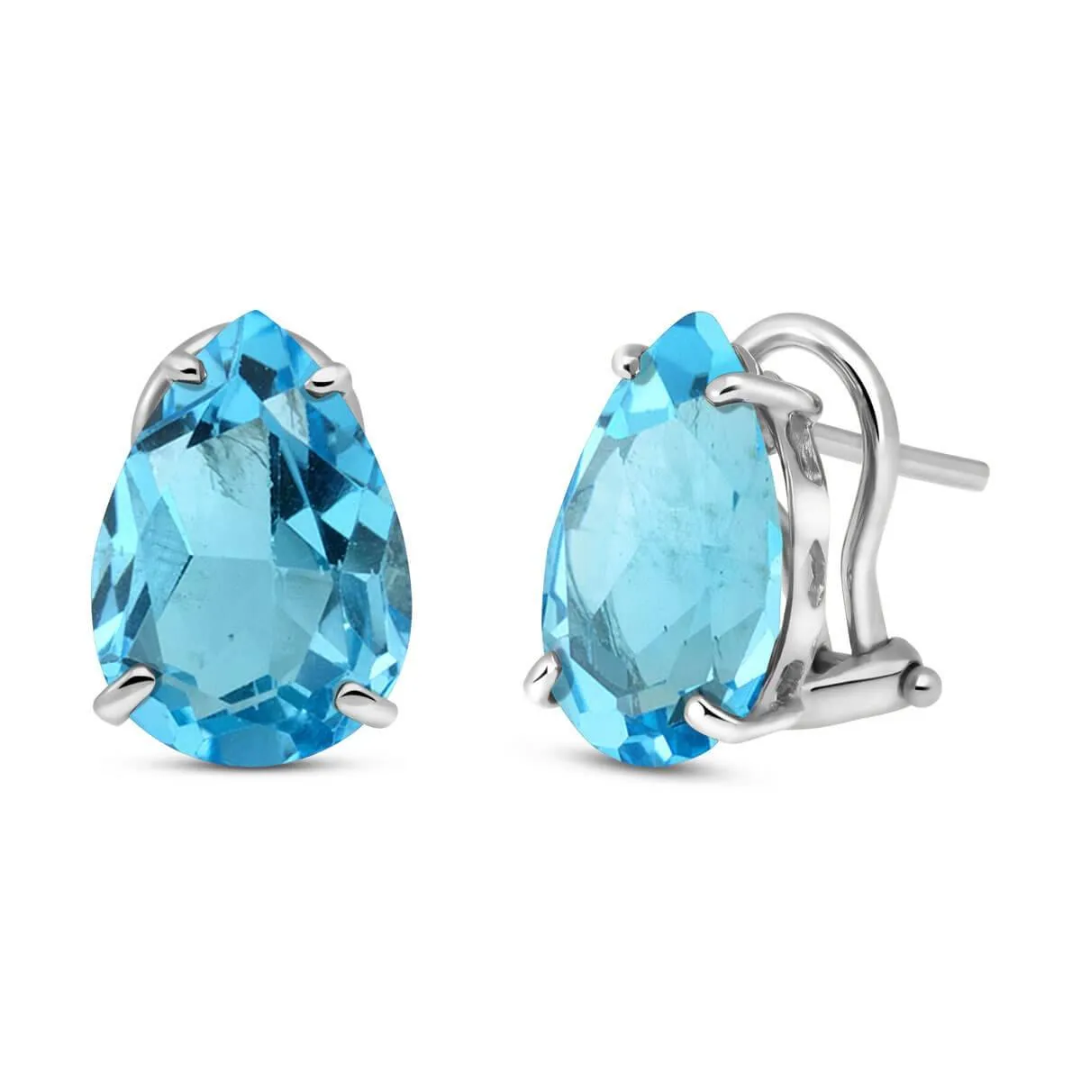 10 Carat 14K Solid White Gold Modern Drama Blue Topaz Earrings