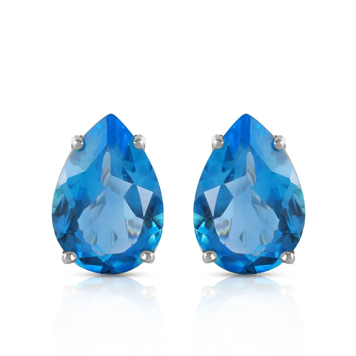 10 Carat 14K Solid White Gold Modern Drama Blue Topaz Earrings