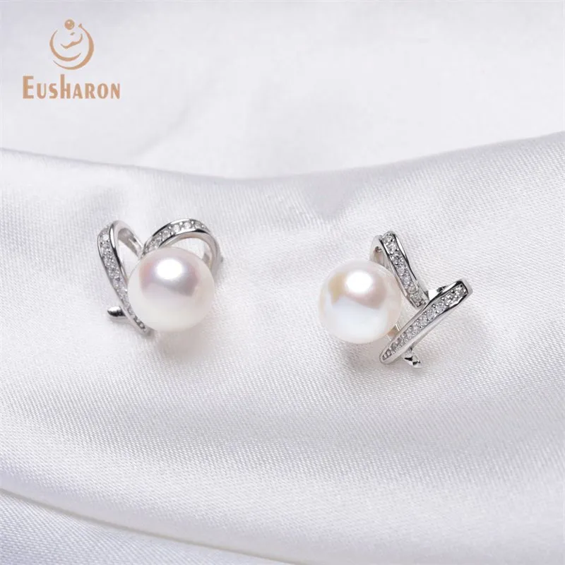 10 Pairs Simple Heart White Freshwater Pearl Stud Earrings