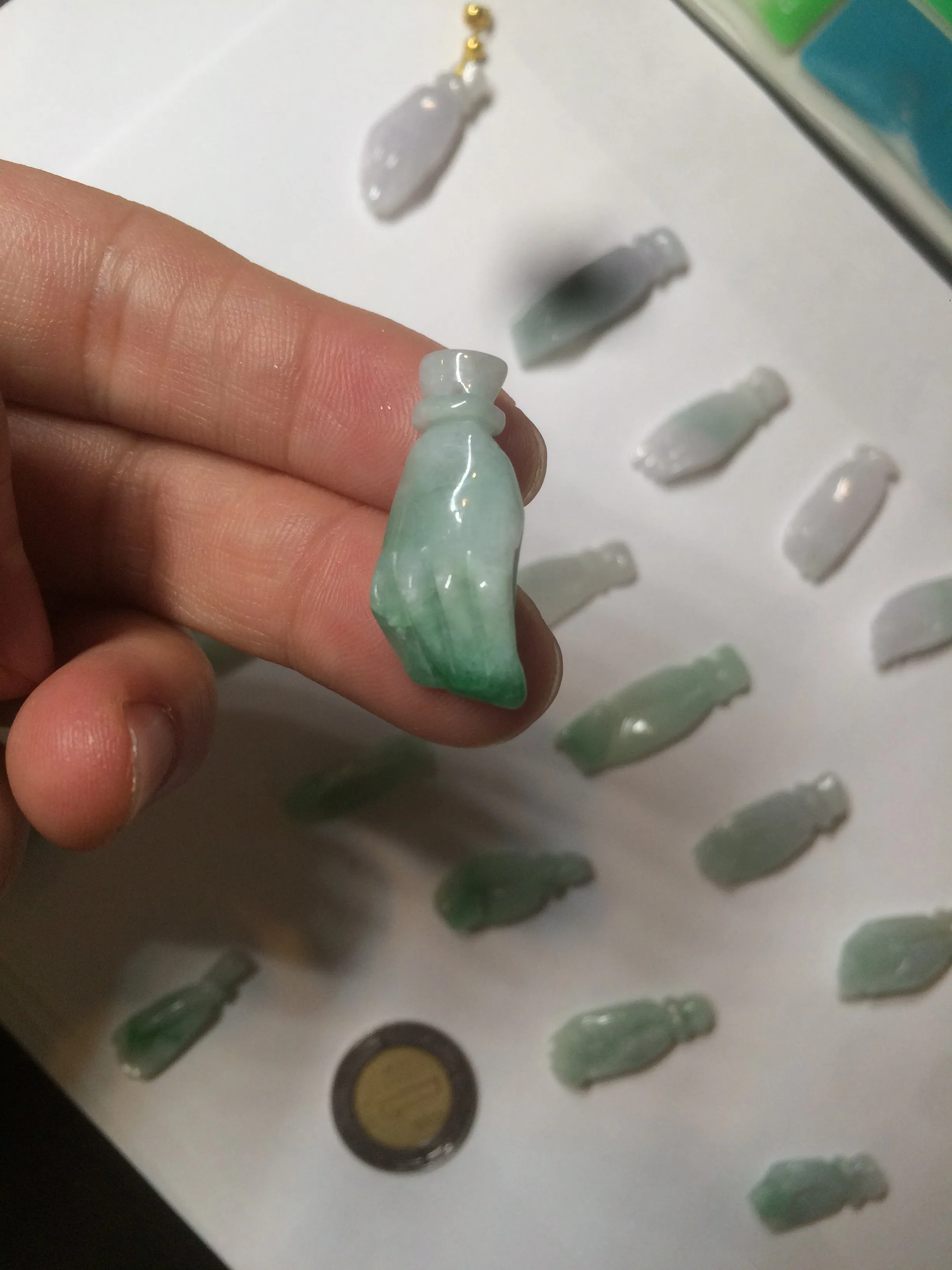 100% natural type A icy watery sunny green/purple a pearl in my palm (apple of my eye, 掌上明珠) Jadeite jade bead AQ72