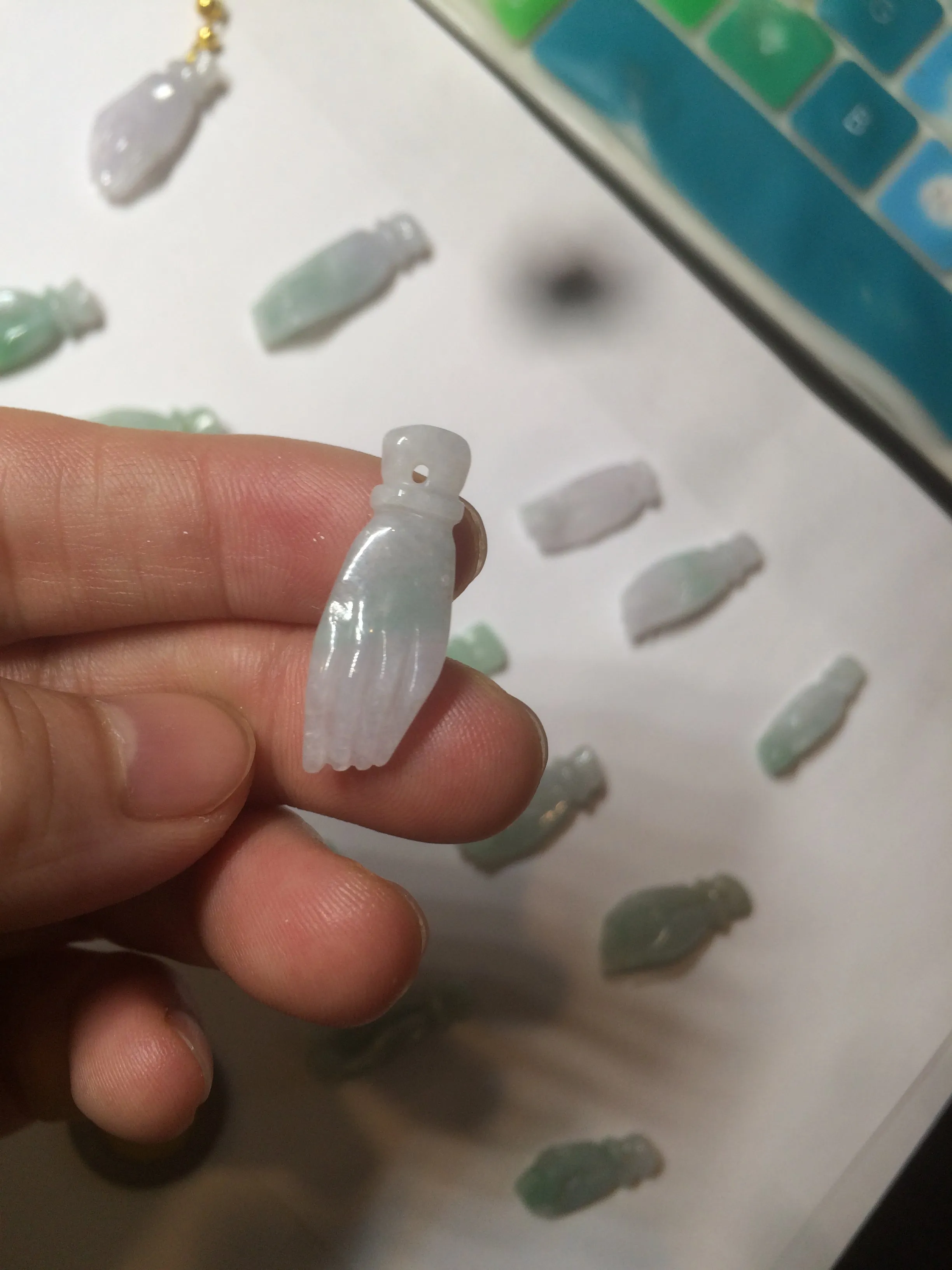 100% natural type A icy watery sunny green/purple a pearl in my palm (apple of my eye, 掌上明珠) Jadeite jade bead AQ72