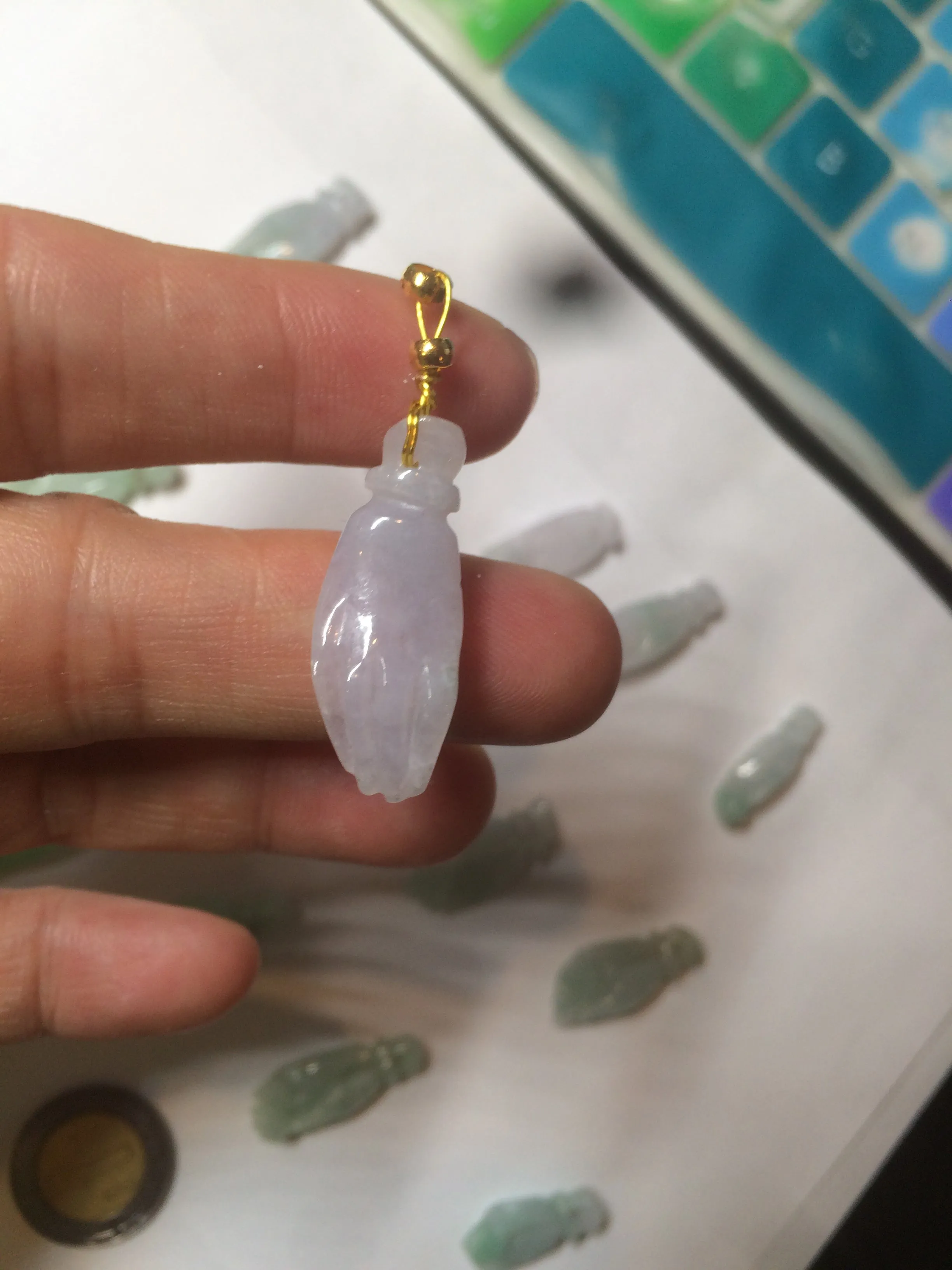 100% natural type A icy watery sunny green/purple a pearl in my palm (apple of my eye, 掌上明珠) Jadeite jade bead AQ72