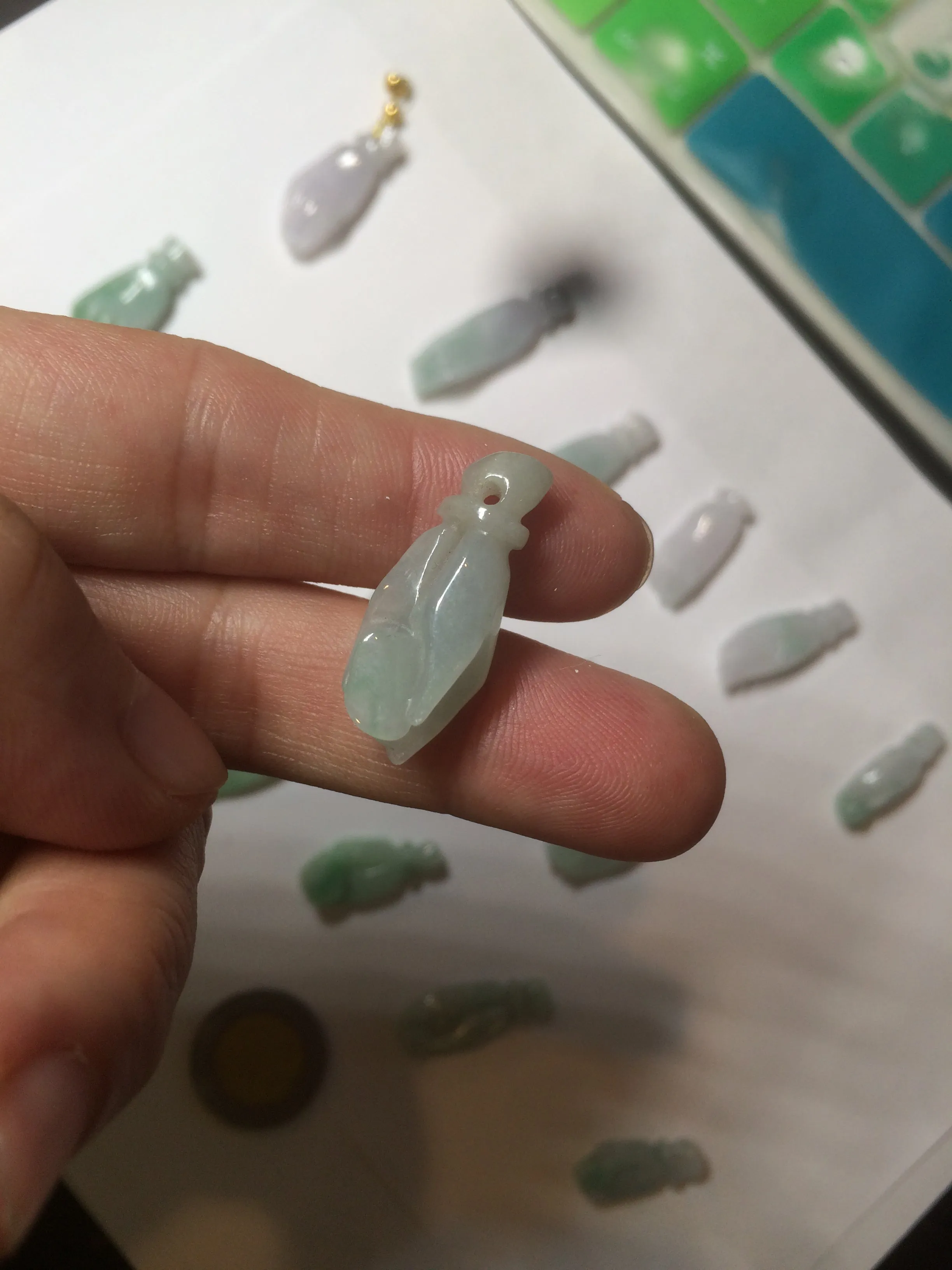 100% natural type A icy watery sunny green/purple a pearl in my palm (apple of my eye, 掌上明珠) Jadeite jade bead AQ72