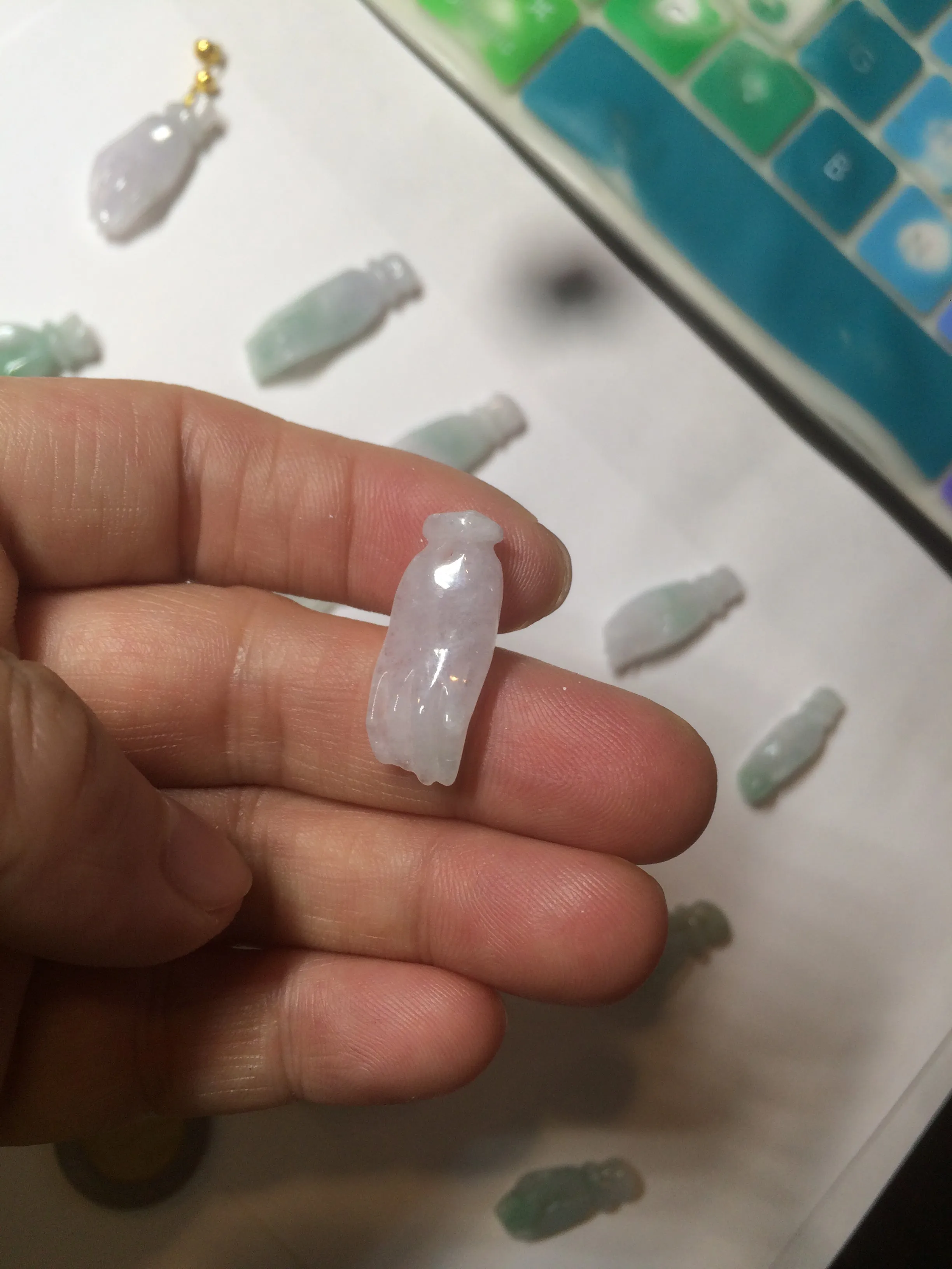 100% natural type A icy watery sunny green/purple a pearl in my palm (apple of my eye, 掌上明珠) Jadeite jade bead AQ72