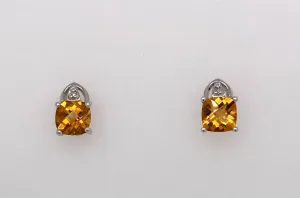 10K Citrine & Diamond Earrings