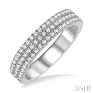 1/2 ctw Triple Row Round Cut Diamond Wedding Band in 14K White Gold