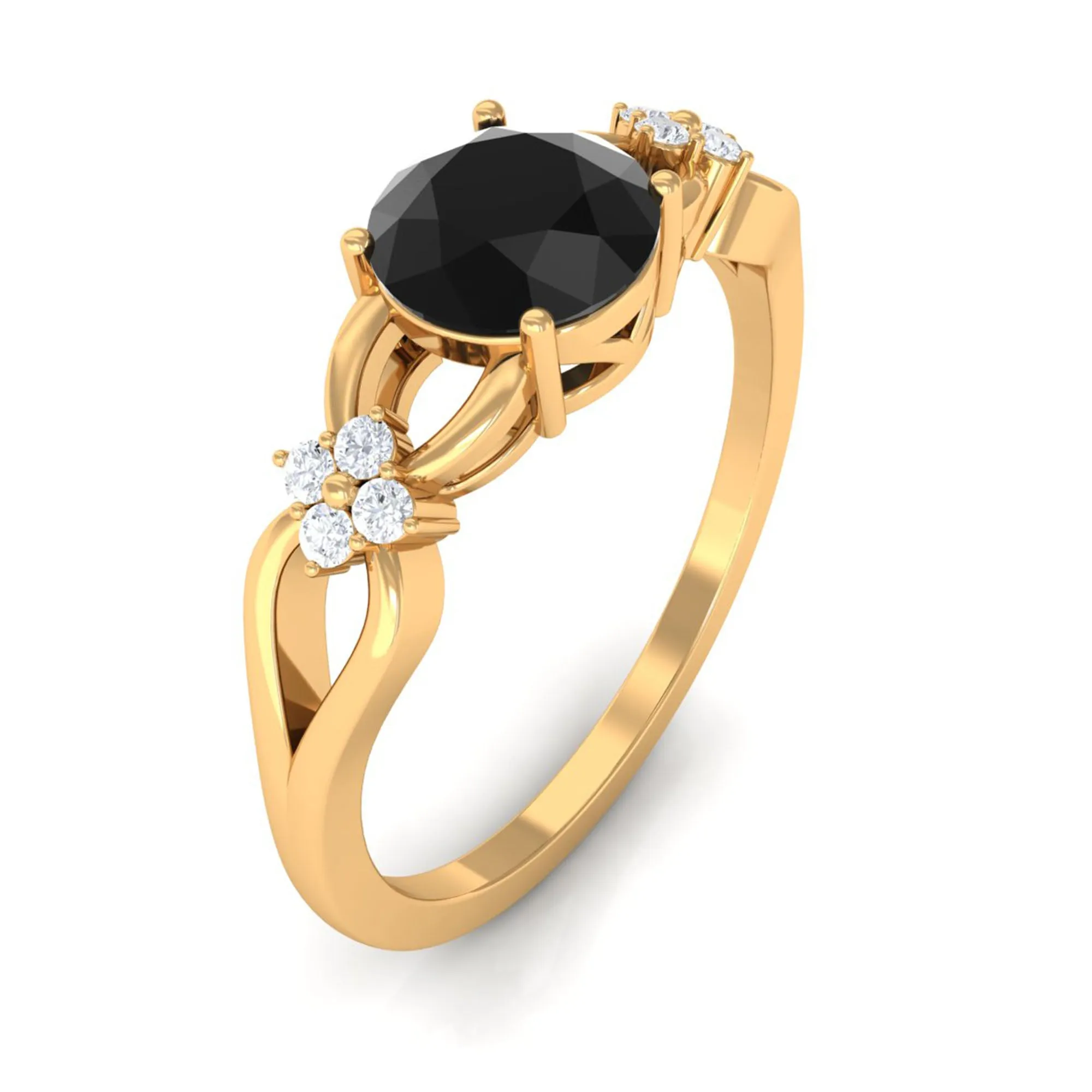 1.25 CT Black Diamond Solitaire Crossover Ring with Diamond