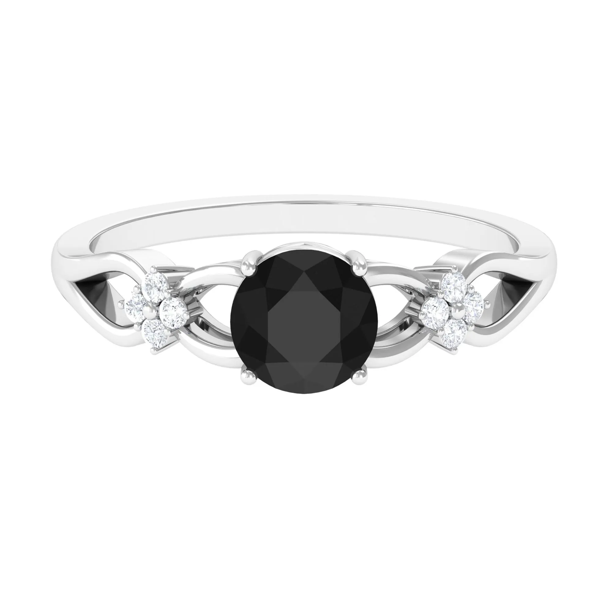 1.25 CT Black Diamond Solitaire Crossover Ring with Diamond