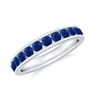 1.25 CT Blue Sapphire Eternity Ring in Trellis setting