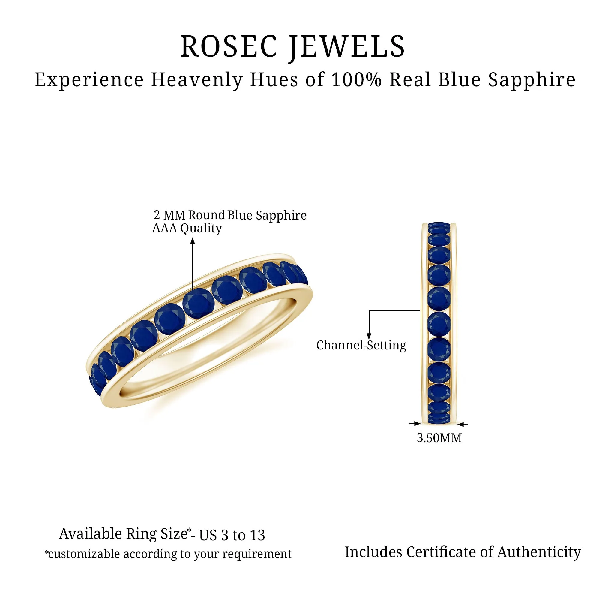 1.25 CT Blue Sapphire Eternity Ring in Trellis setting