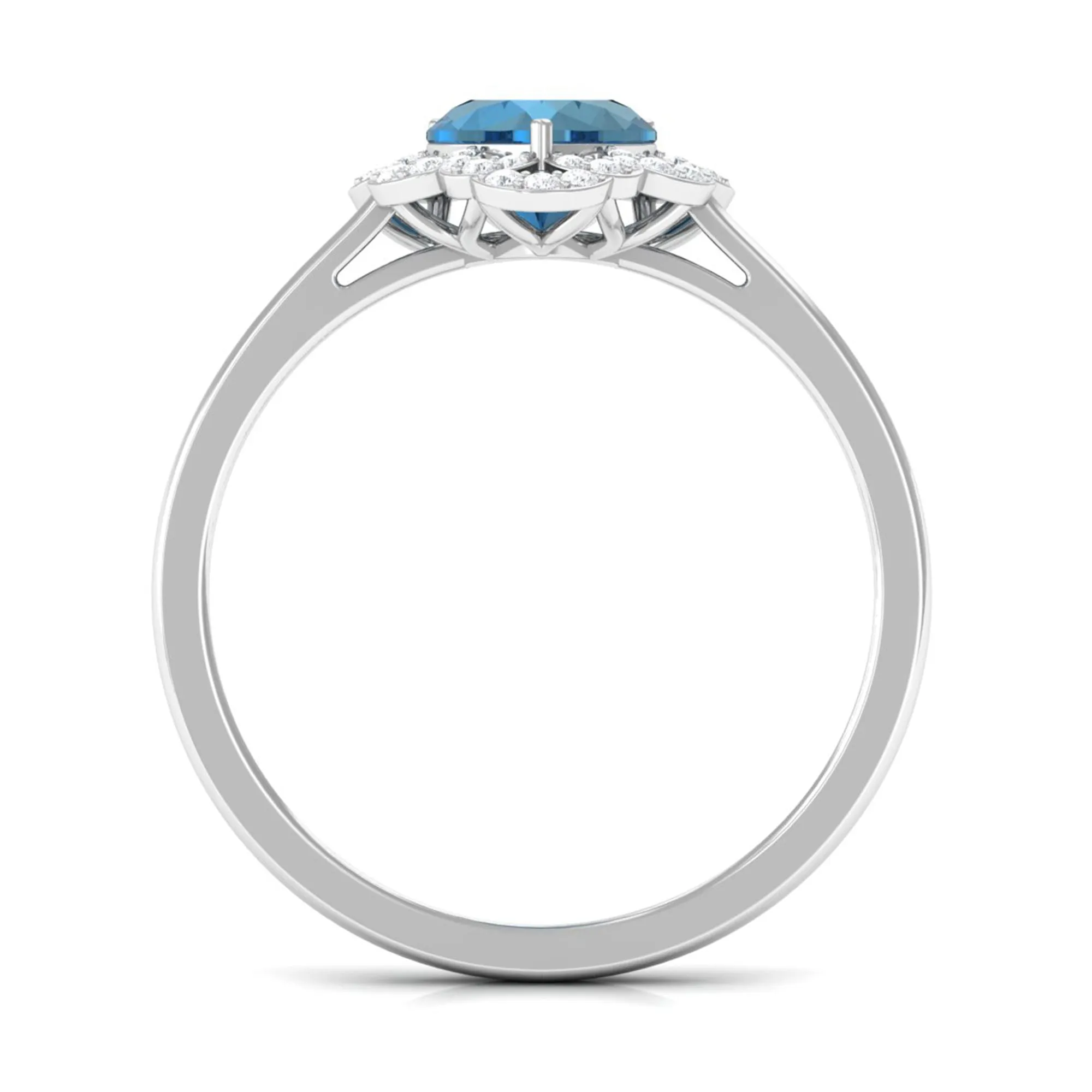 1.25 CT Heart London Blue Topaz Designer Engagement Ring with Diamond