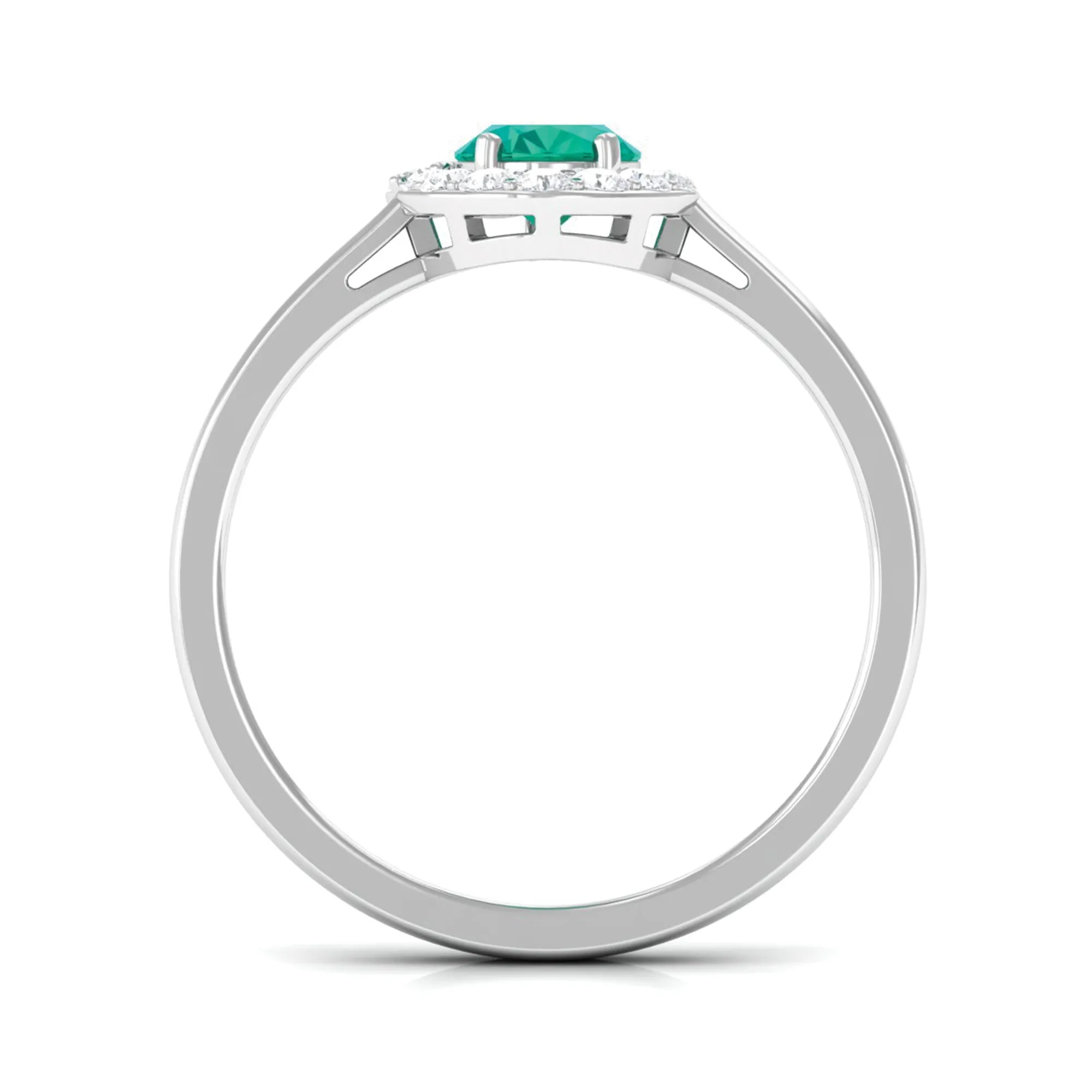 1.25 CT Oval Emerald and Diamond Halo Engagement Ring