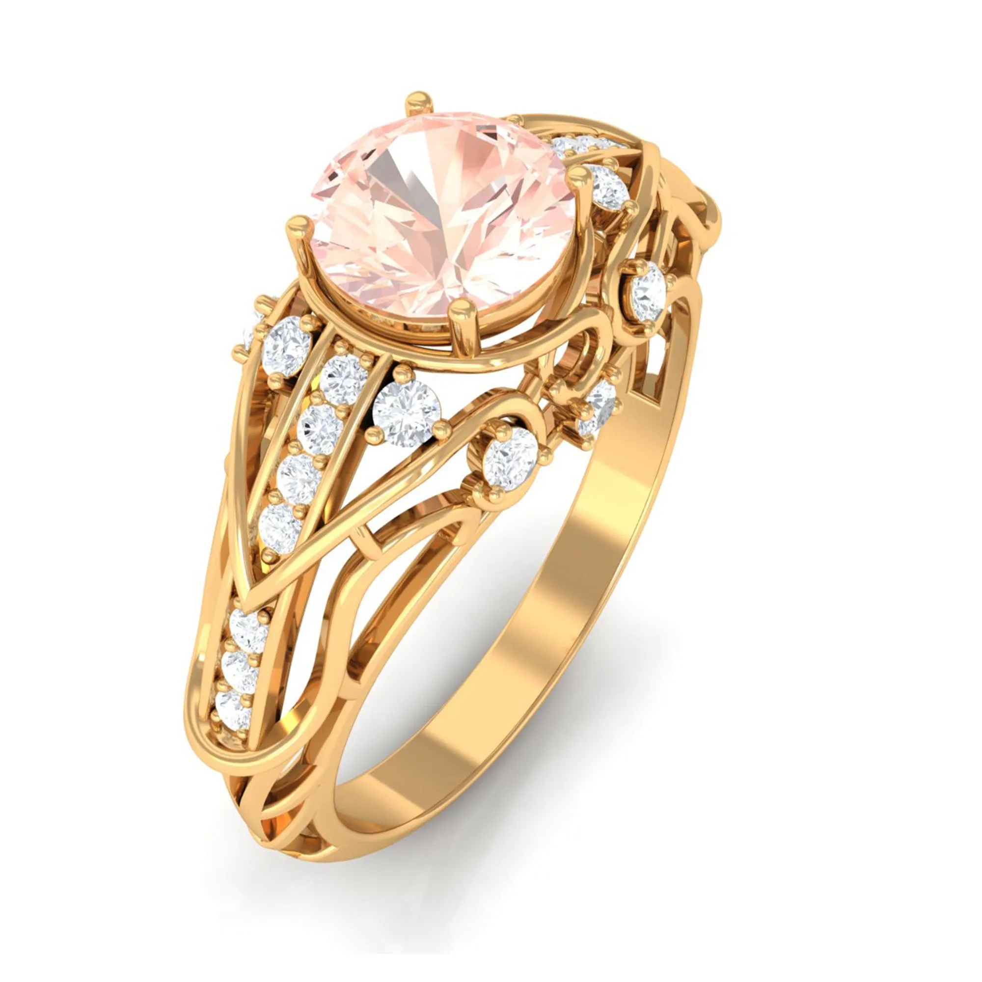 1.25 CT Vintage Morganite Engagement Ring with Diamond