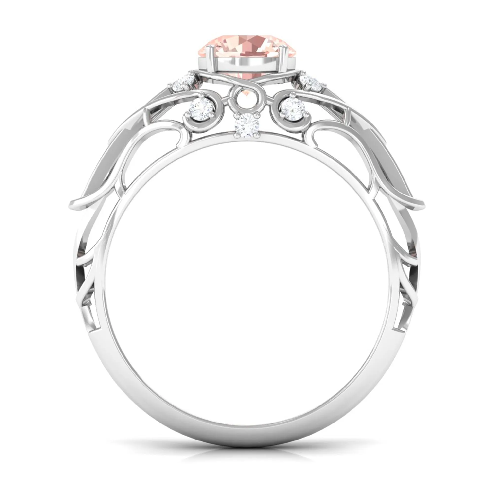 1.25 CT Vintage Morganite Engagement Ring with Diamond