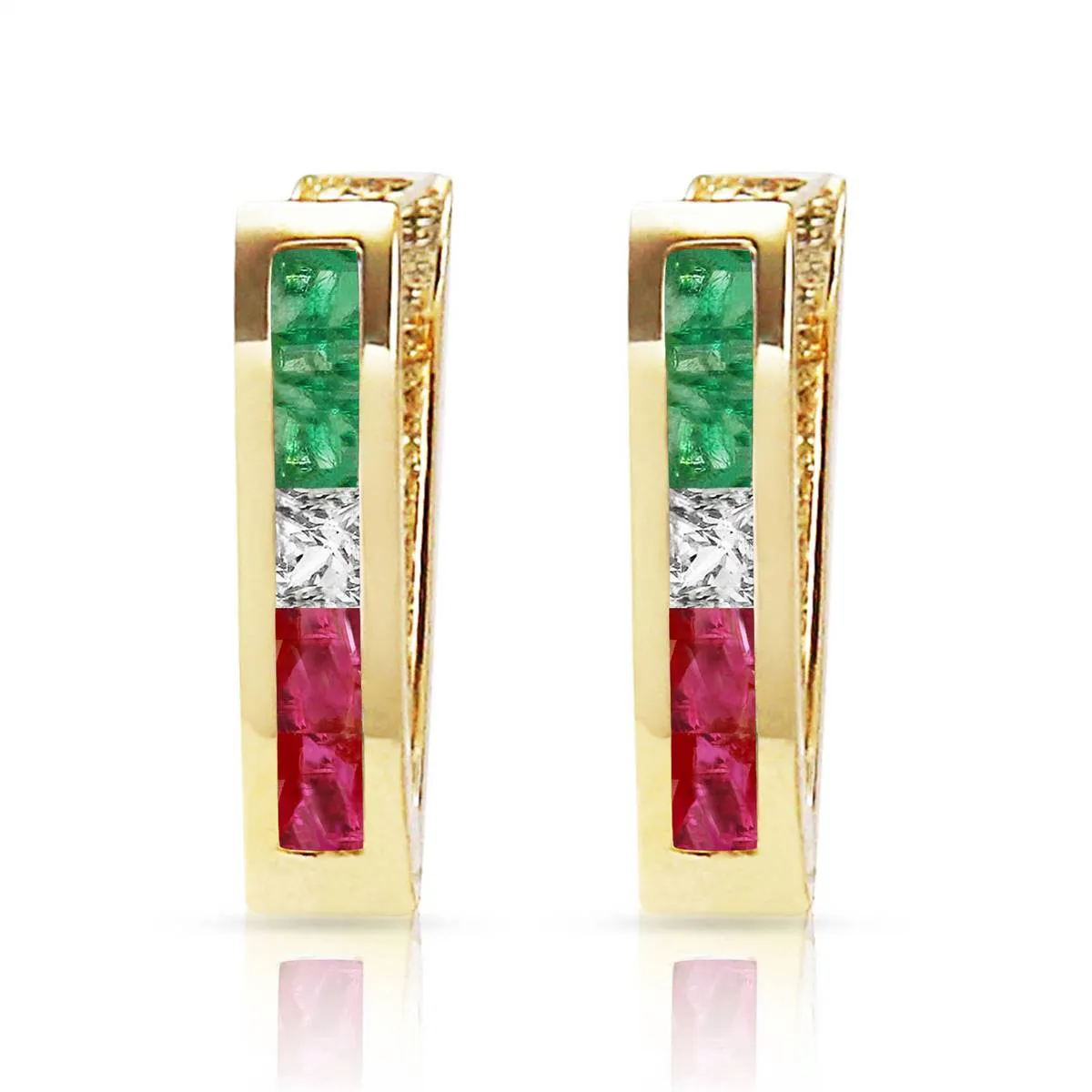 1.28 Carat 14K Solid Yellow Gold Roma Multi Gemstones Earrings