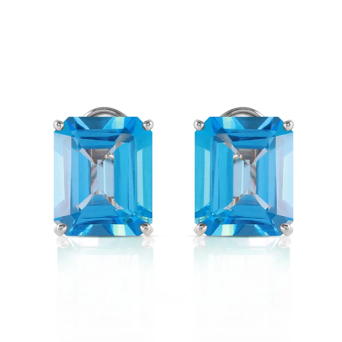 14 Carat 14K Solid White Gold Kubla Khan Blue Topaz Earrings