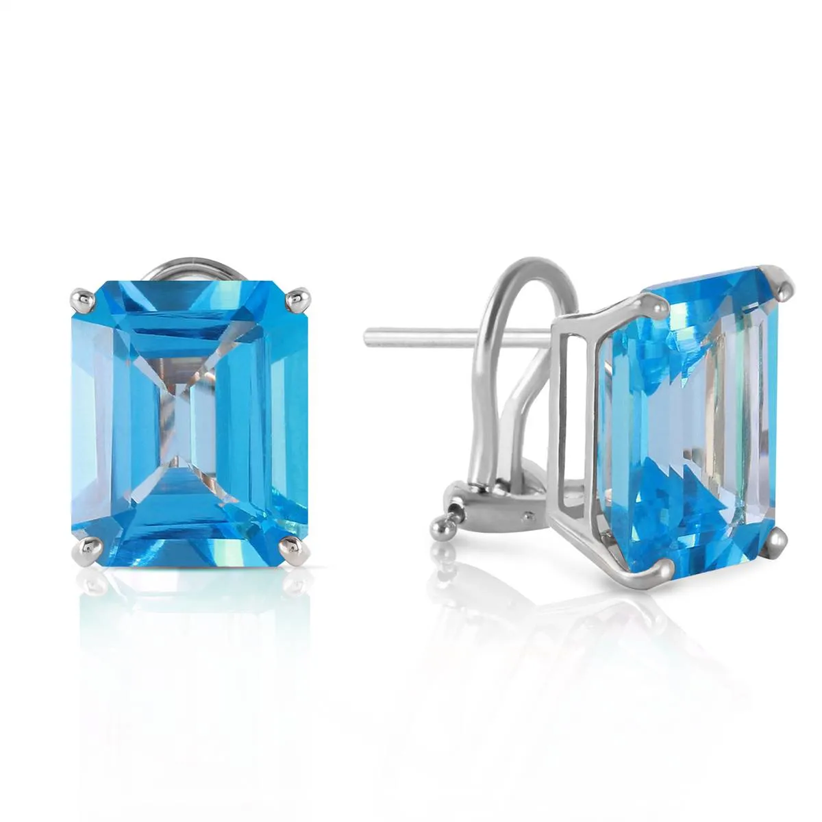 14 Carat 14K Solid White Gold Kubla Khan Blue Topaz Earrings