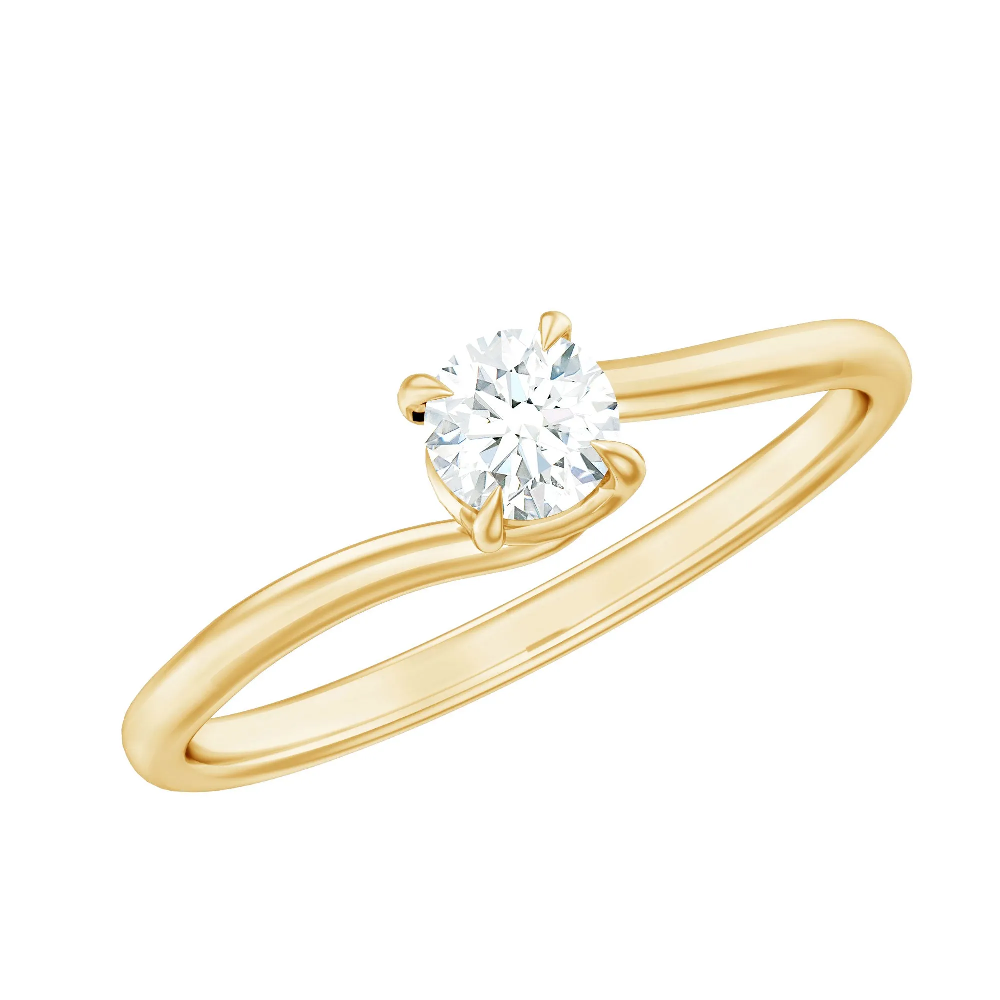 1/4 CT Round Cut Moissanite Solitaire Gold Ring for Women