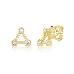 14k Gold & Diamond Open Triangle Stud Earring - 0.09ct