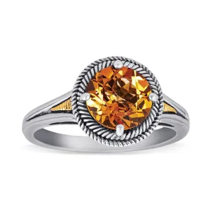 14K Gold And 925 Sterling Silver Ring In Citrine (145NR9076TCT)