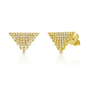 14K Gold Diamond Triangle Stud Earring - 0.19ct