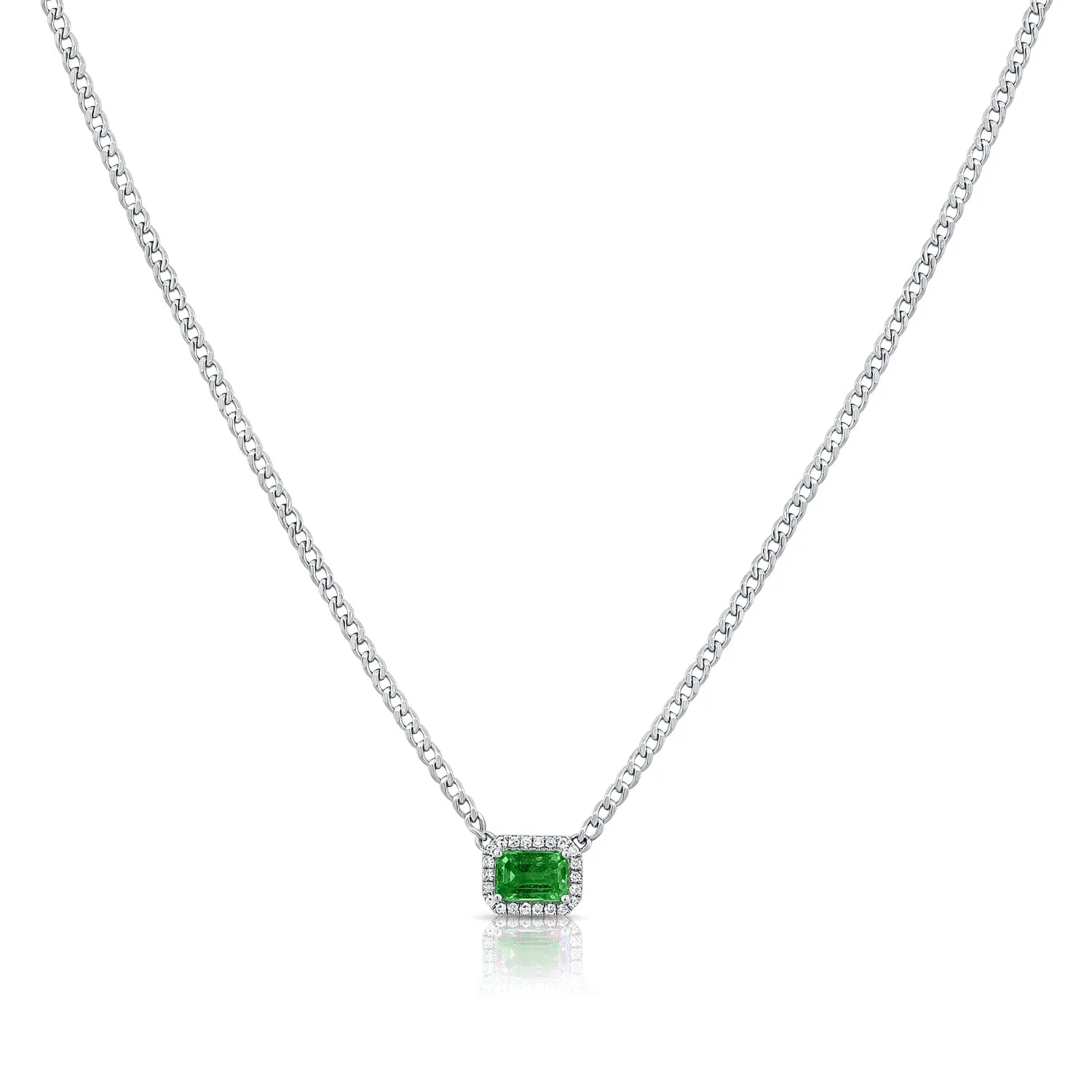 14K Gold Emerald & Diamond Link Necklace