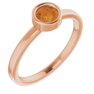 14K Rose 4.5 mm Natural Citrine Ring