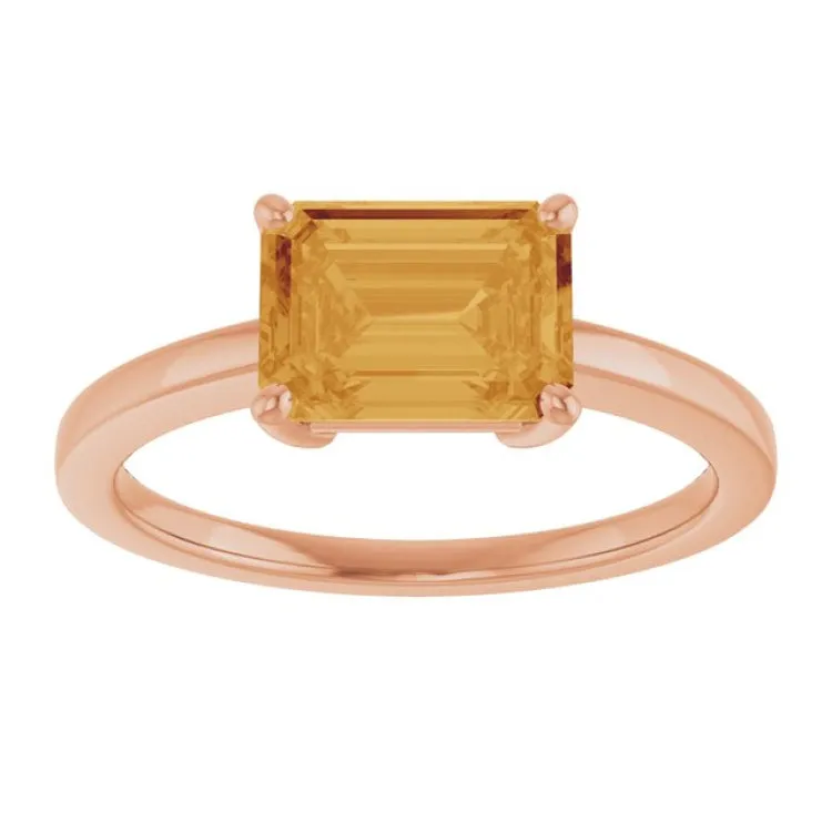 14K Rose Natural Citrine Ring