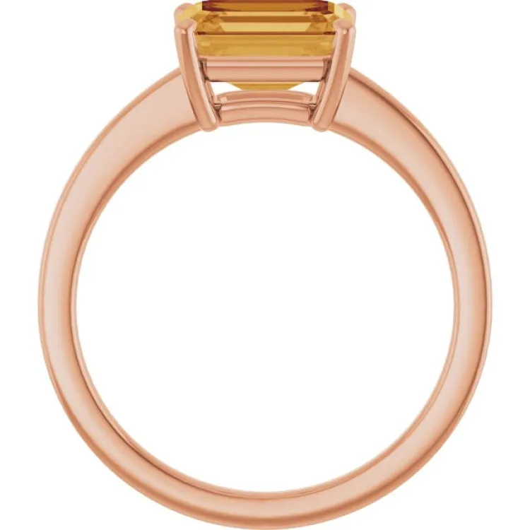 14K Rose Natural Citrine Ring