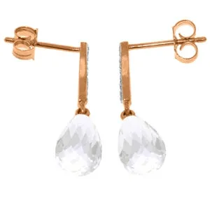 14K Solid Rose Gold Diamond & Rose Topaz Fine Earrings