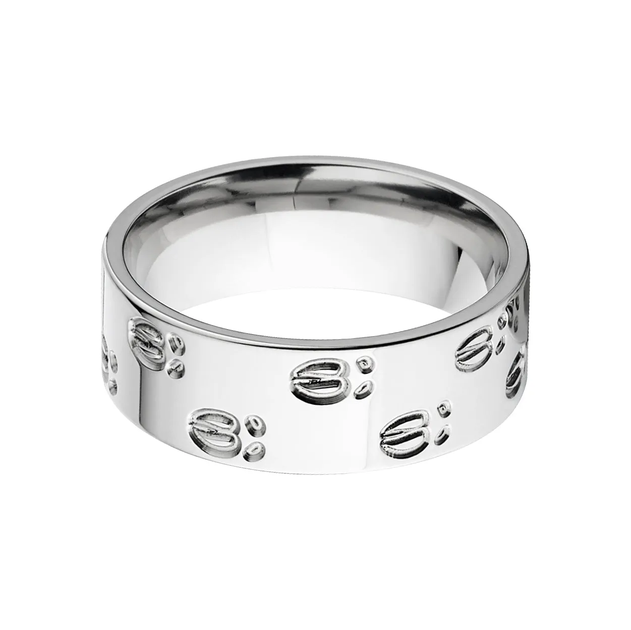 14k White Gold Elk Track Ring - Men's Wedding Bands