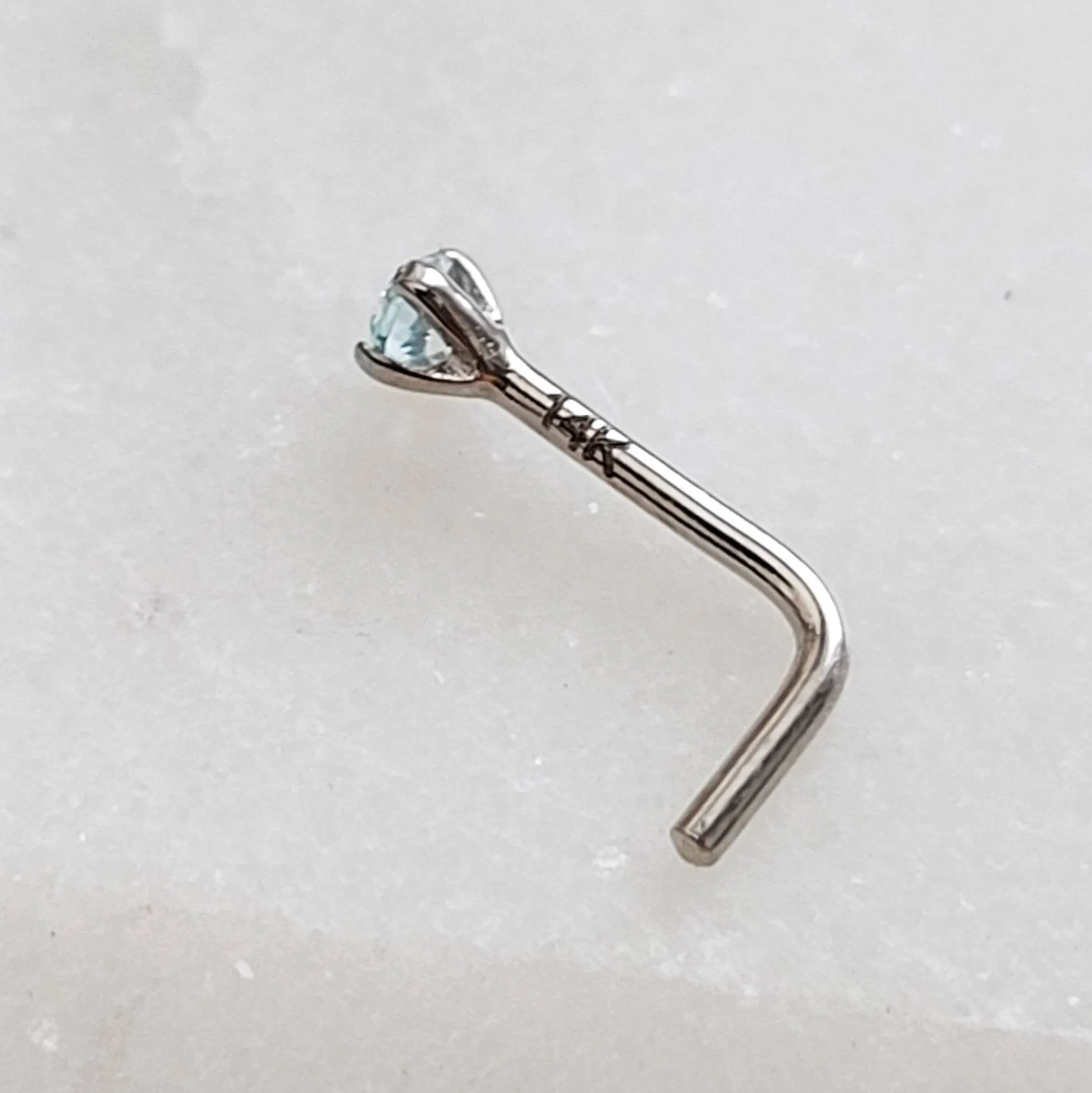 14K White Gold Nose Stud