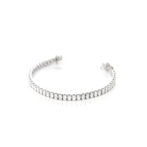 14K White Gold Pave-Set 3 mm Moissanite Tennis Bracelet ( 7.2 in )