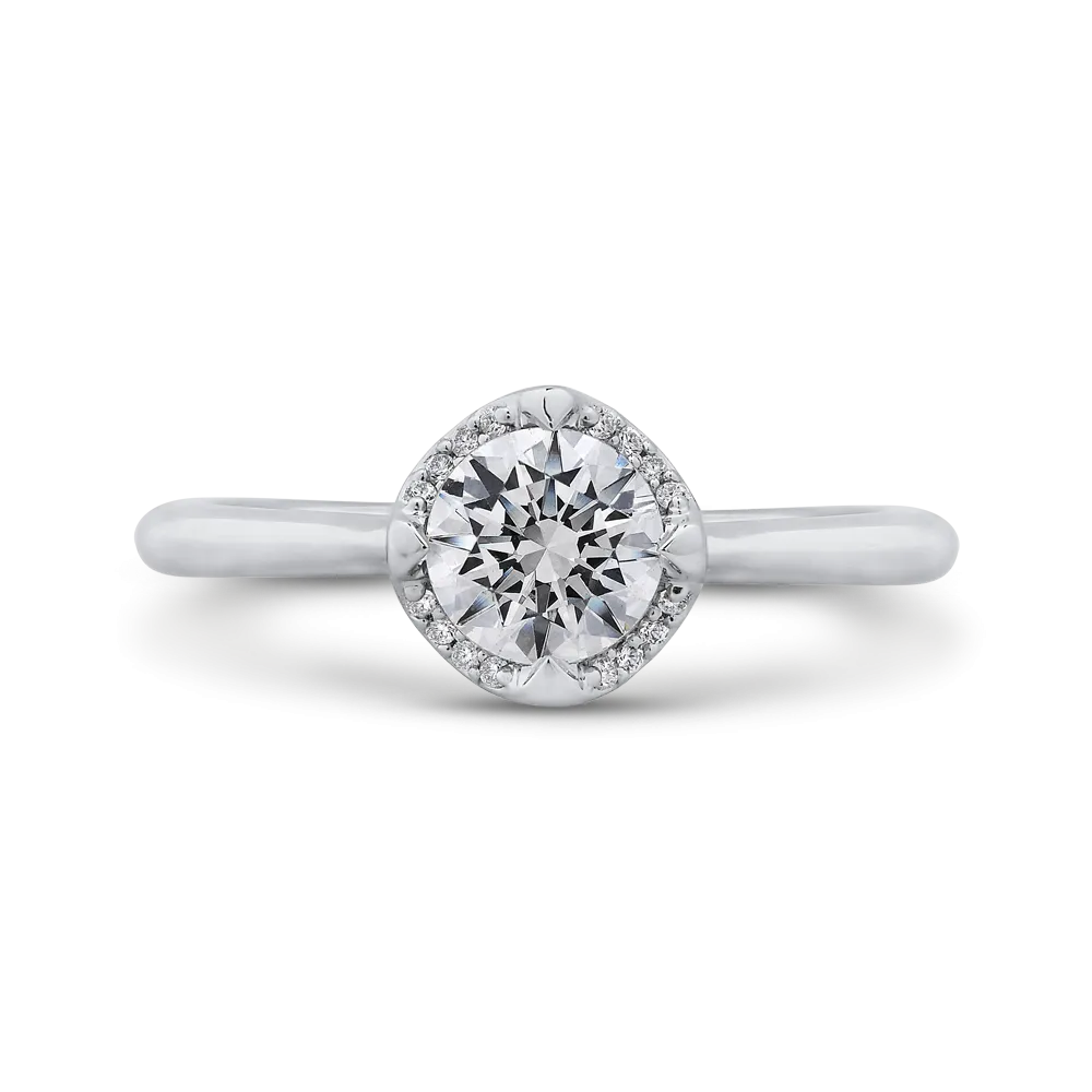 14K White Gold Round Cut Diamond Engagement Ring