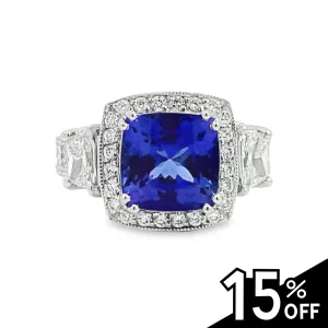 14K White Gold Tanzanite and Diamond Ring