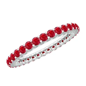 1.75 CT Round Shape Lab Grown Ruby and Diamond Eternity Wedding Band