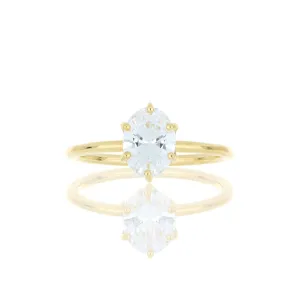 18k Yellow Gold 6 Prong Semi-Mount for Oval Shaped Solitaire