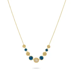 18K Yellow Gold and London Blue Topaz with Diamond Graduated Necklace